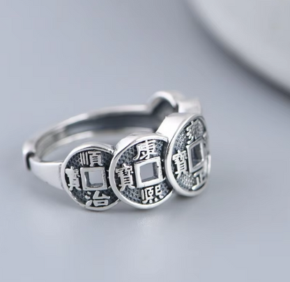 Anillo de los 5 Emperadores Ajustable - Atrae Abundancia y Protección + Pulsera feng shui de REGALO 🎁