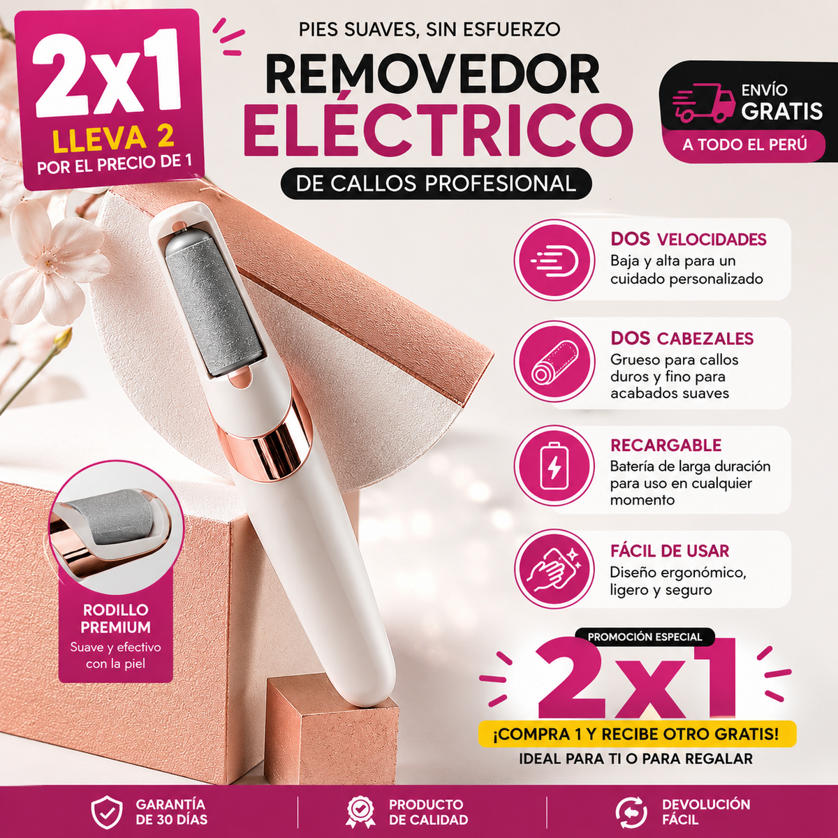 💥 PROMOCIÓN 2x1 | Removedor Eléctrico de Callos Profesional